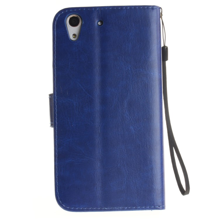 For Huawei Y6II / Honor 5A Wallet Stand Magnetic Folio Cover with Lanyard - Blue-3