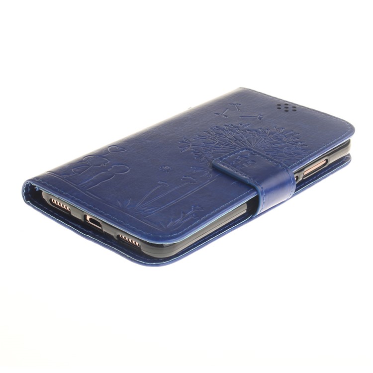 For Huawei Y6II / Honor 5A Wallet Stand Magnetic Folio Cover with Lanyard - Blue-4