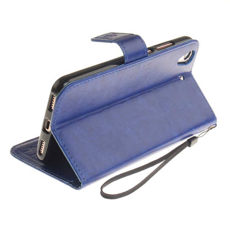 For Huawei Y6II / Honor 5A Wallet Stand Magnetic Folio Cover with Lanyard - Blue-7