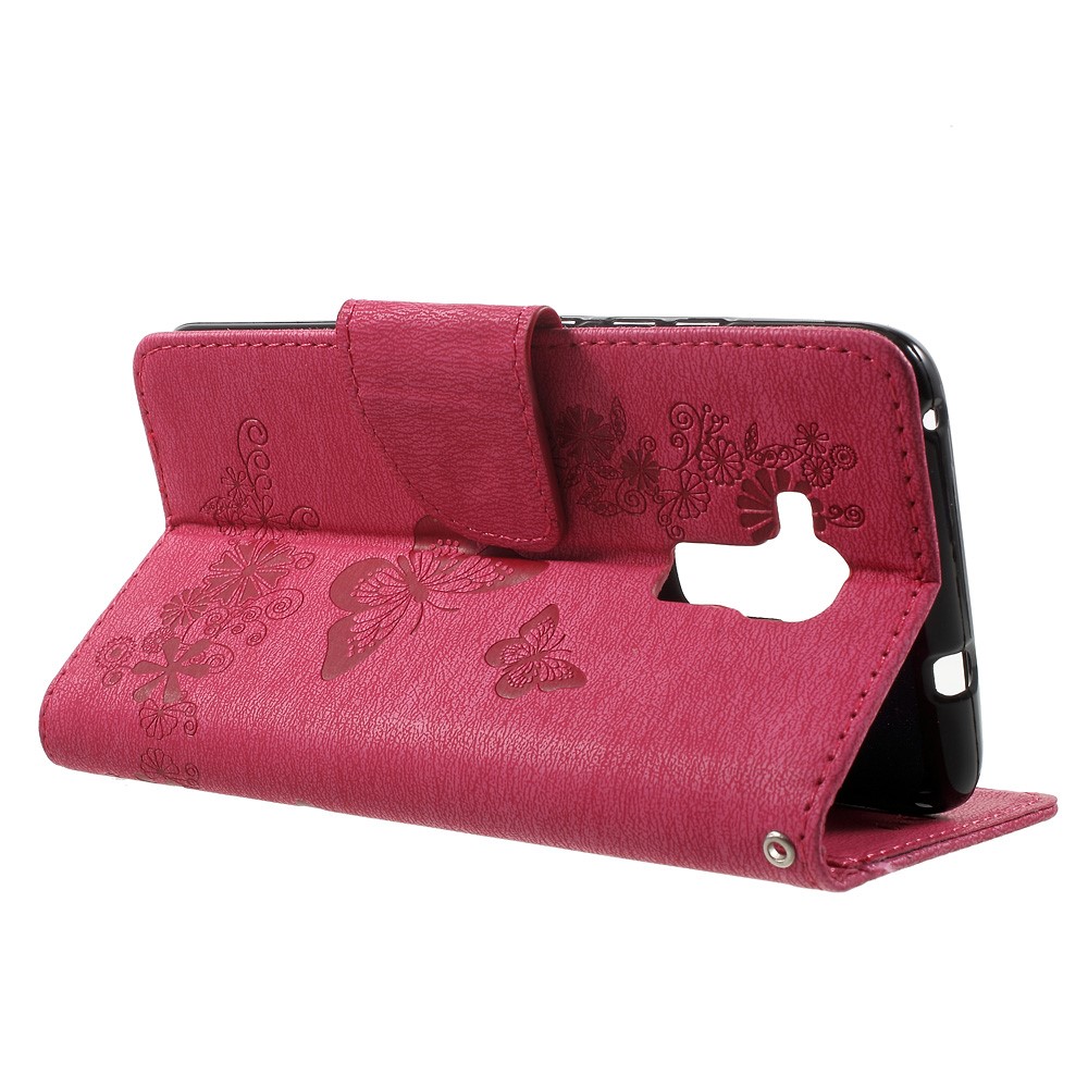 Floral Butterfly Magnetic Flip Leather Wallet Case for Huawei Honor 5c / GT3 - Rose-3