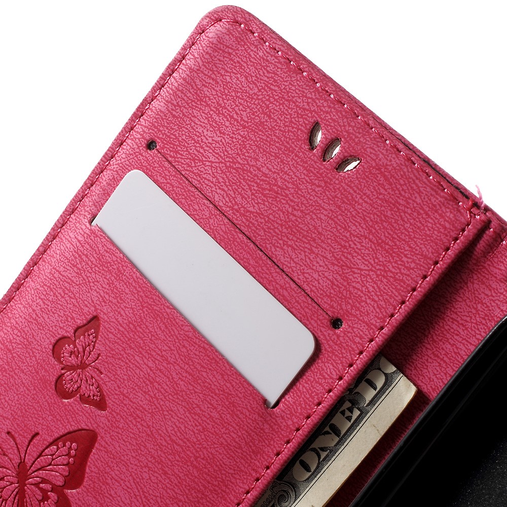 Floral Butterfly Magnetic Flip Leather Billet Case Para Huawei Honor 5c / GT3 - Rosa