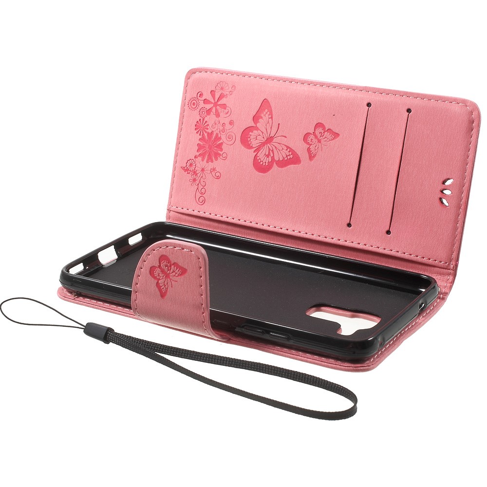 Impreinte Floral Butter le Cuir de Cuir Support Carte de Carte Pour Huawei Honor 5c / GT3 - Rose-5