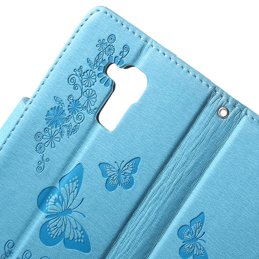 Imprint Floral Butterfly Leather Stand Card Slot Cover for Huawei Honor 5c / GT3 - Blue-6