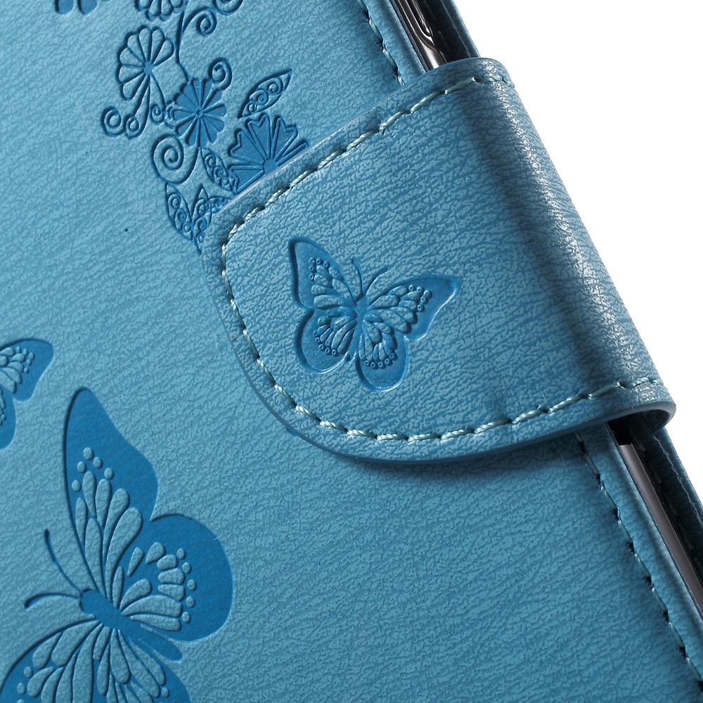 Imprint Floral Butterfly Leather Stand Card Slot Cover for Huawei Honor 5c / GT3 - Blue-7