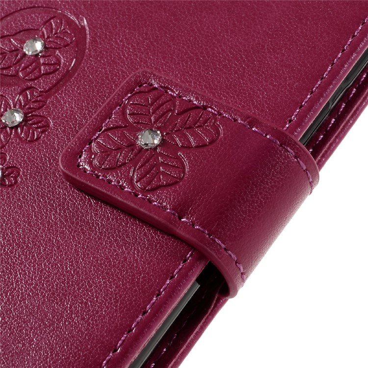 Imprint Leather Wallet Stand Shell for Huawei Honor 8 with Rhinestone Decoration - Rose-10