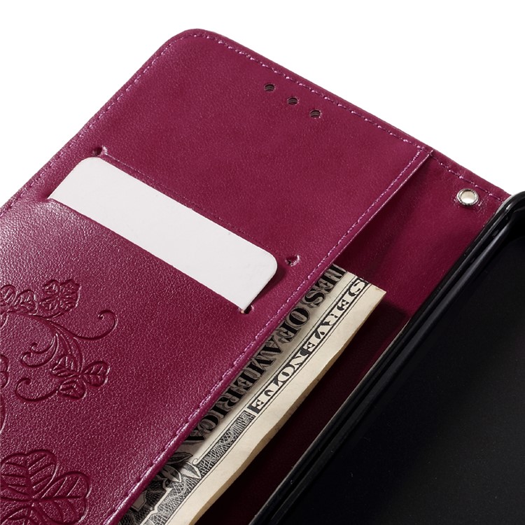 Imprint Leather Wallet Stand Shell for Huawei Honor 8 with Rhinestone Decoration - Rose-11