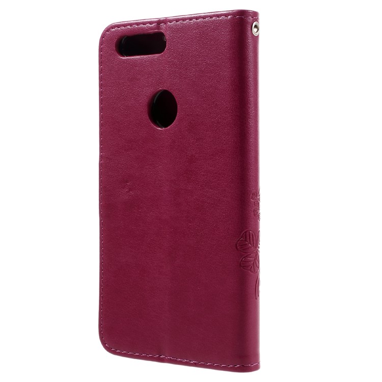 Imprint Leather Wallet Stand Shell for Huawei Honor 8 with Rhinestone Decoration - Rose-2
