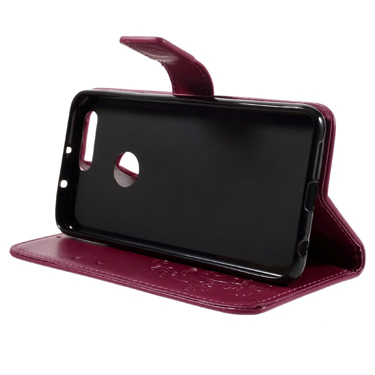 Imprint Leather Wallet Stand Shell for Huawei Honor 8 with Rhinestone Decoration - Rose-5