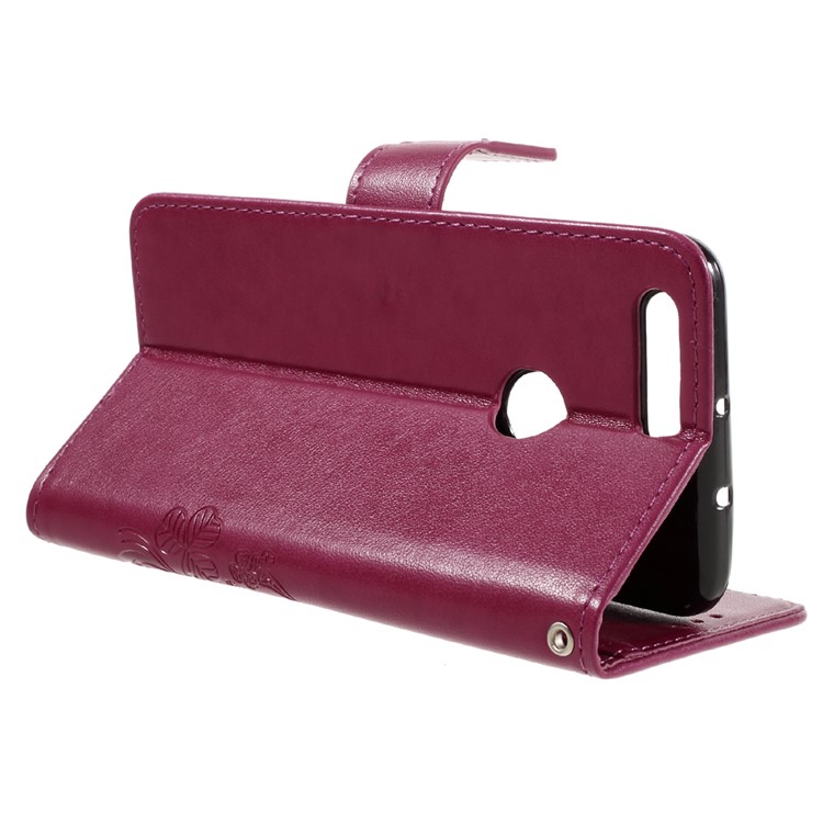 Imprint Leather Wallet Stand Shell for Huawei Honor 8 with Rhinestone Decoration - Rose-6