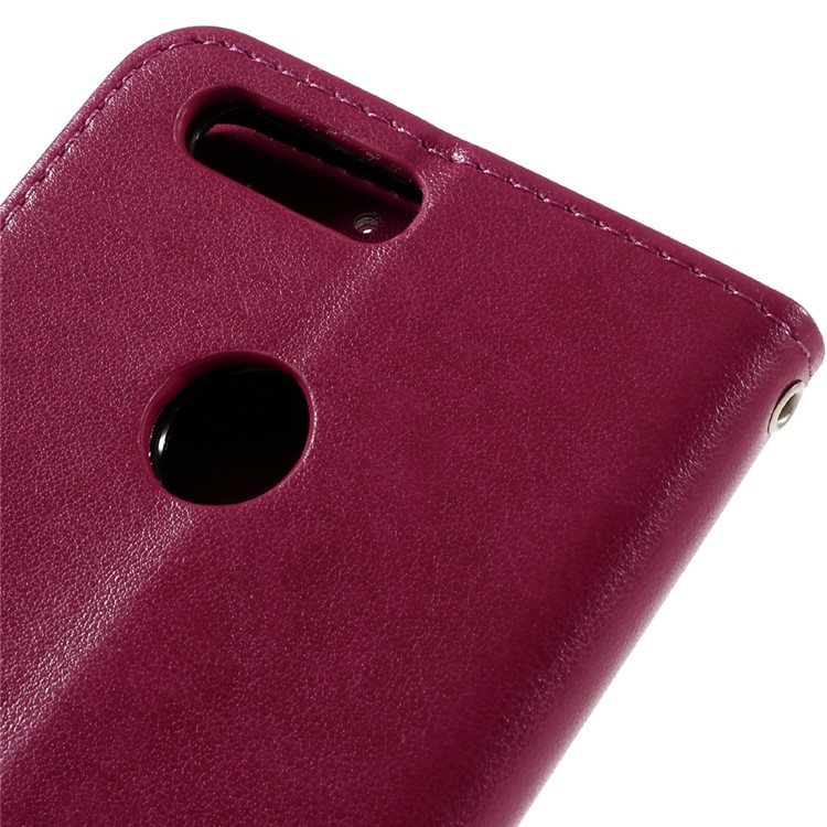 Imprint Leather Wallet Stand Shell for Huawei Honor 8 with Rhinestone Decoration - Rose-9