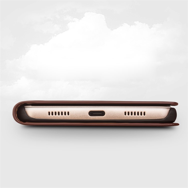 QIALINO Genuine Cowhide Leather Flip Case for Huawei Honor V8 - Brown-3