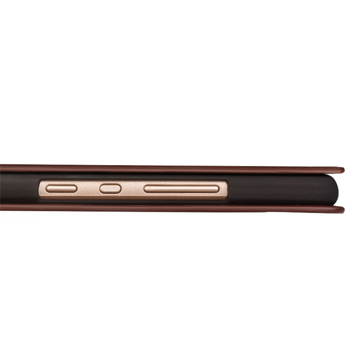 QIALINO Genuine Cowhide Leather Flip Case for Huawei Honor V8 - Brown-5