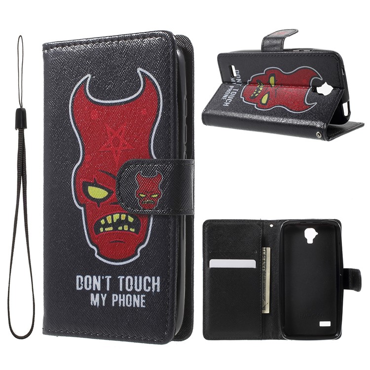 Pattern Printing Wallet Leather Stand Shell for Huawei Y5 Y560 - Do Not Touch My Phone-1