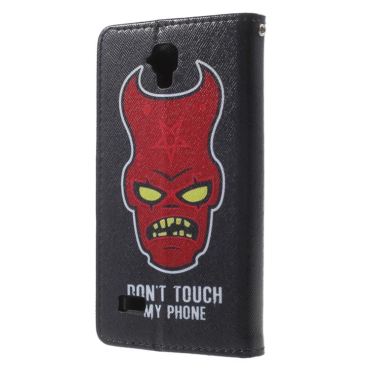 Pattern Printing Wallet Leather Stand Shell for Huawei Y5 Y560 - Do Not Touch My Phone-2