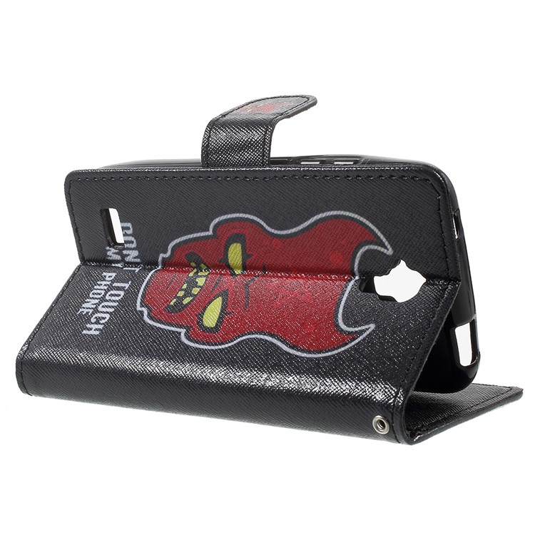 Pattern Printing Wallet Leather Stand Shell for Huawei Y5 Y560 - Do Not Touch My Phone-3