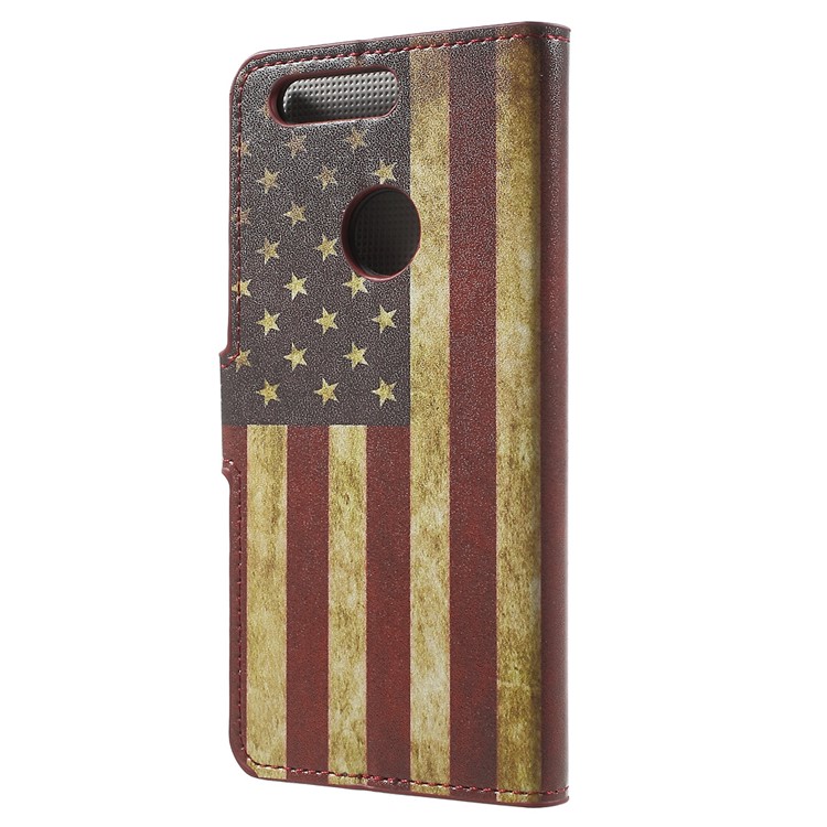 Patterned Wallet Leather Flip Case for Huawei Honor 8 - Vintage US Flag-2