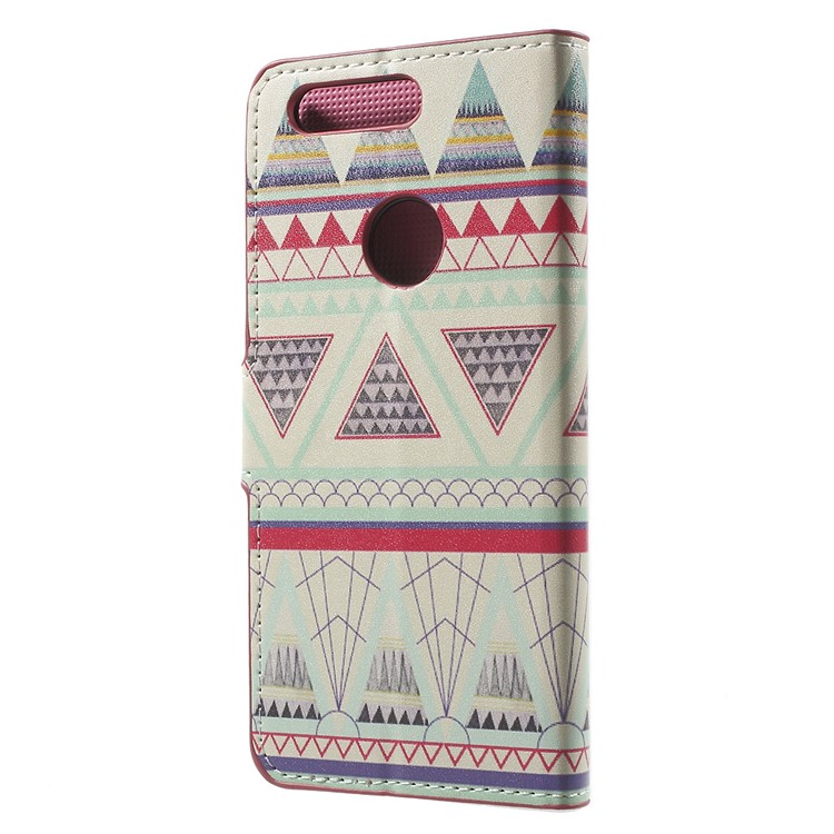 Patterned Leather Stand Flip Cover for Huawei Honor 8 - Tribal Triangles-2