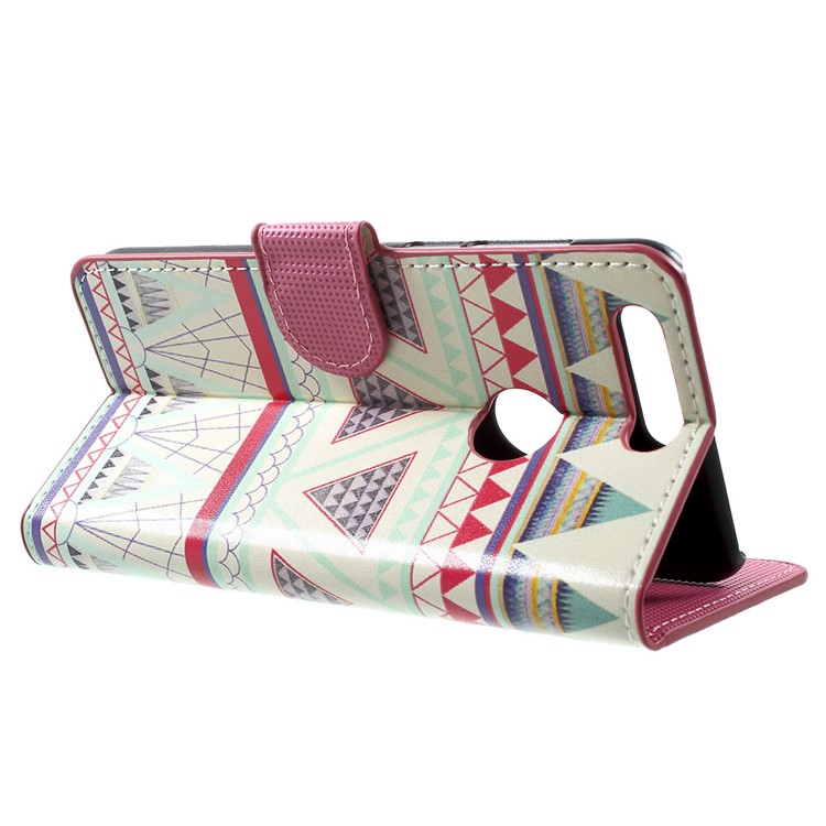 Patterned Leather Stand Flip Cover for Huawei Honor 8 - Tribal Triangles-3