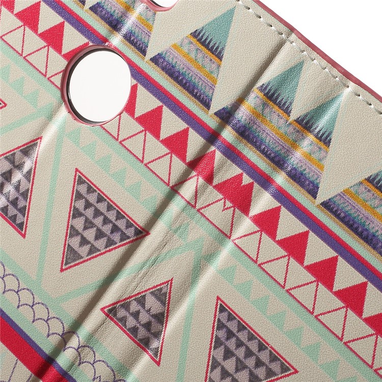 Patterned Leather Stand Flip Cover for Huawei Honor 8 - Tribal Triangles-6
