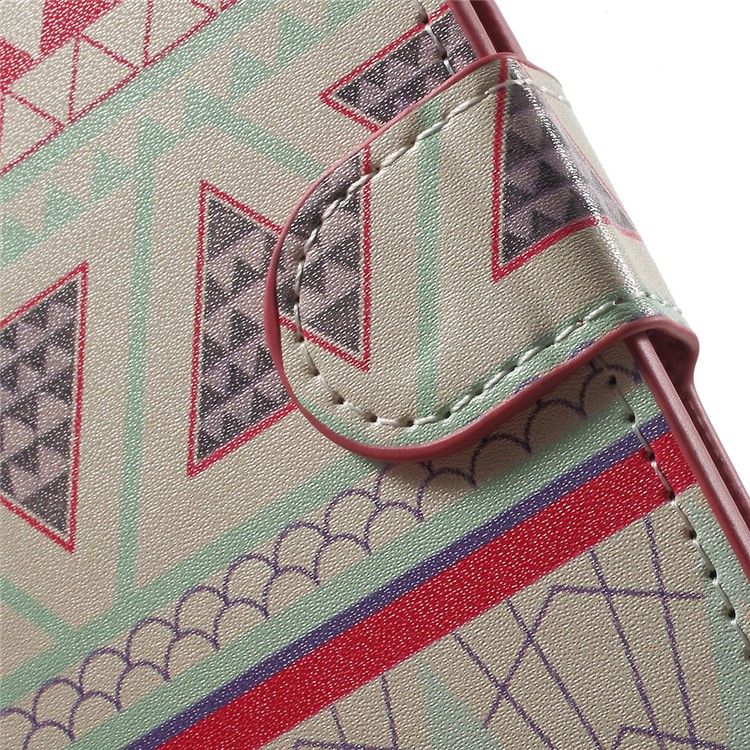 Patterned Leather Stand Flip Cover for Huawei Honor 8 - Tribal Triangles-7