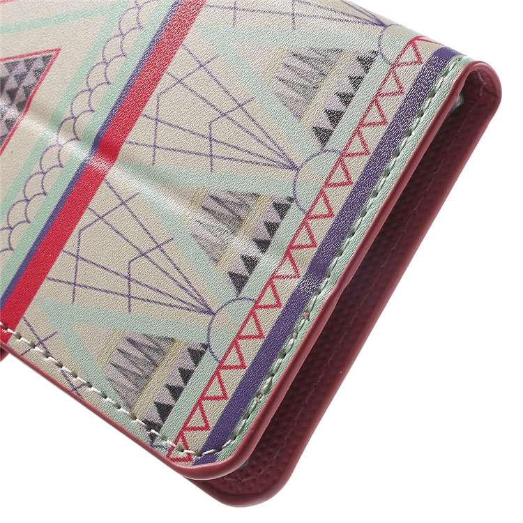 Patterned Leather Stand Flip Cover for Huawei Honor 8 - Tribal Triangles-8