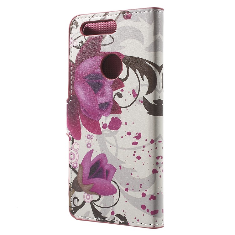 Patterned Leather Wallet Protection Case for Huawei Honor 8 - Kapok Flowers-2