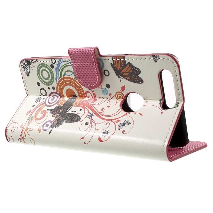Wallet Stand Leather Patterned Cover for Huawei Honor 8 - Butterflies and Circles-3