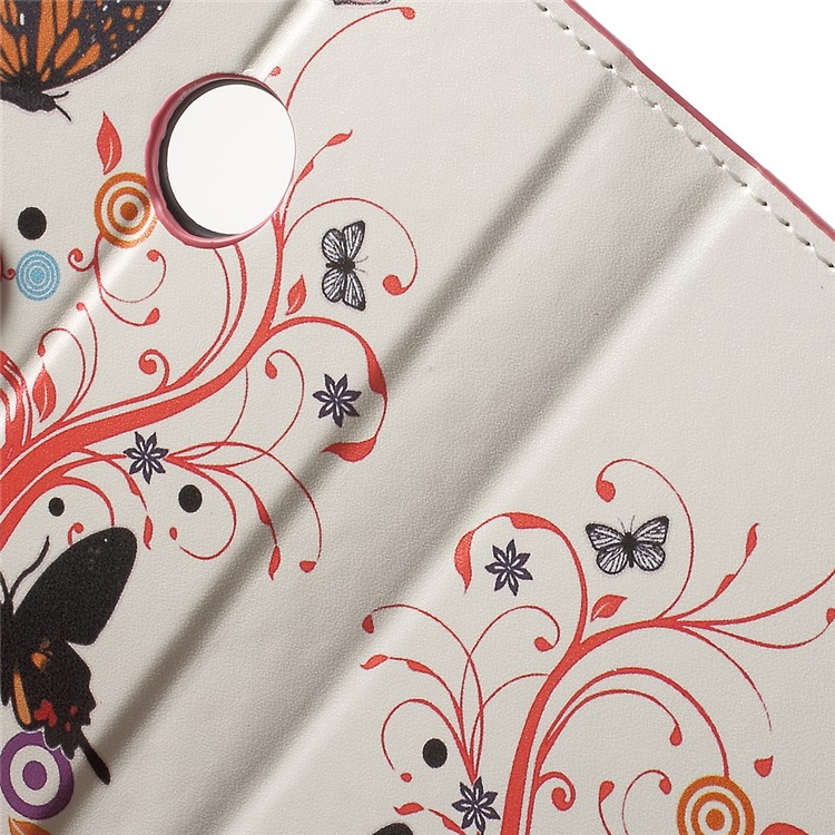 Wallet Stand Leather Patterned Cover for Huawei Honor 8 - Butterflies and Circles-6