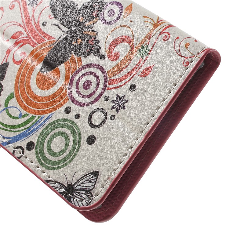 Wallet Stand Leather Patterned Cover for Huawei Honor 8 - Butterflies and Circles-7