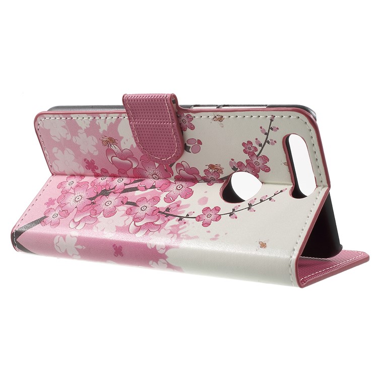 Patterned PU Leather Case Cover for Huawei Honor 8 - Plum Blossom-3