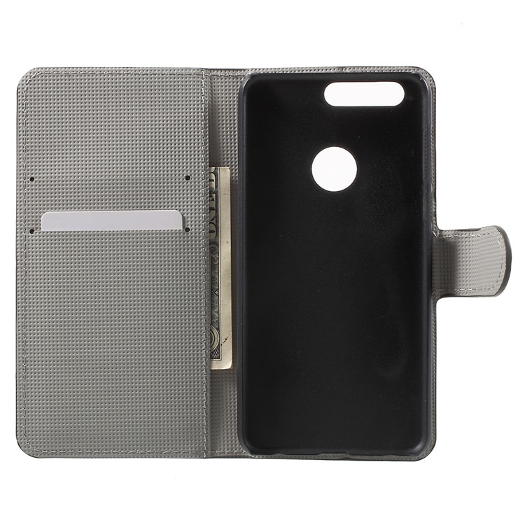Patterned Leather Magnetic Flip Case for Huawei Honor 8 - White Flowers-4