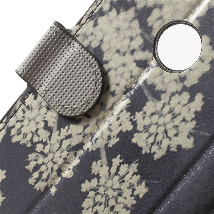 Patterned Leather Magnetic Flip Case for Huawei Honor 8 - White Flowers-6