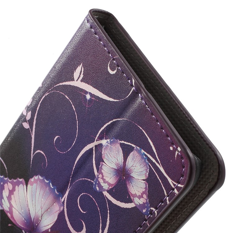 Stand Leather Patterned Cover for Huawei Honor 8 - Purple Butterflies and Vines-8