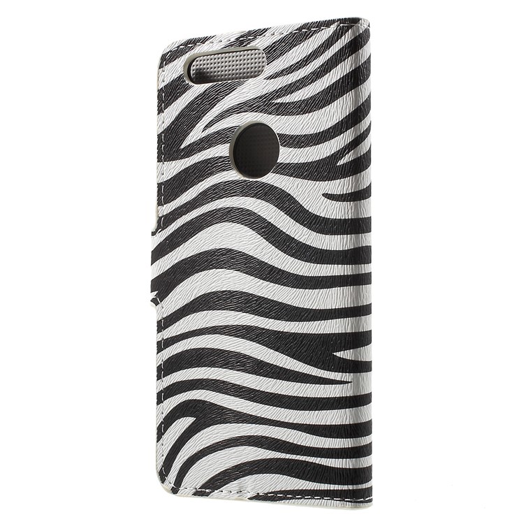 Patterned Leather Wallet Card Holder Case for Huawei Honor 8 - Zebra Stripes-2