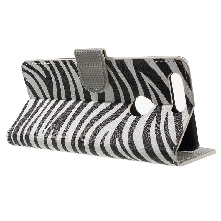 Patterned Leather Wallet Card Holder Case for Huawei Honor 8 - Zebra Stripes-3