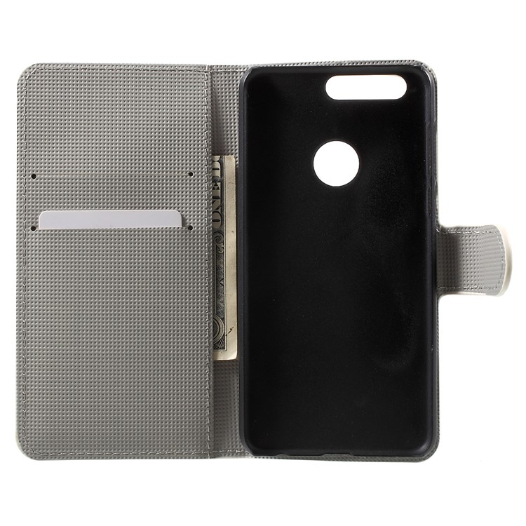 Patterned Leather Wallet Card Holder Case for Huawei Honor 8 - Zebra Stripes-4