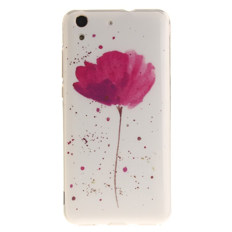Protective IMD TPU Phone Shell for Huawei Y6 II / Honor 5A - Red Flower-2