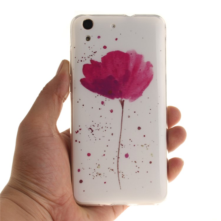 Protective IMD TPU Phone Shell for Huawei Y6 II / Honor 5A - Red Flower-6