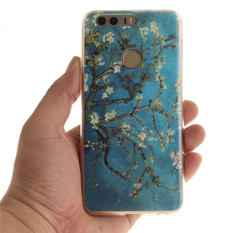 Soft IMD TPU Shell Case for Huawei Honor 8 - Tree with Flowers-6
