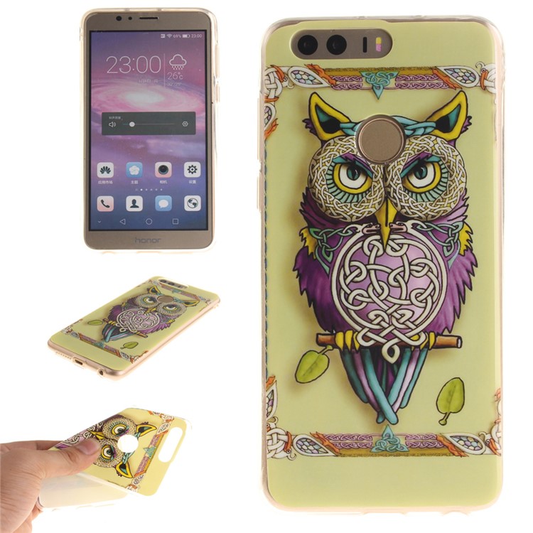 Soft IMD TPU Back Case for Huawei Honor 8 - Colorized Owl-1
