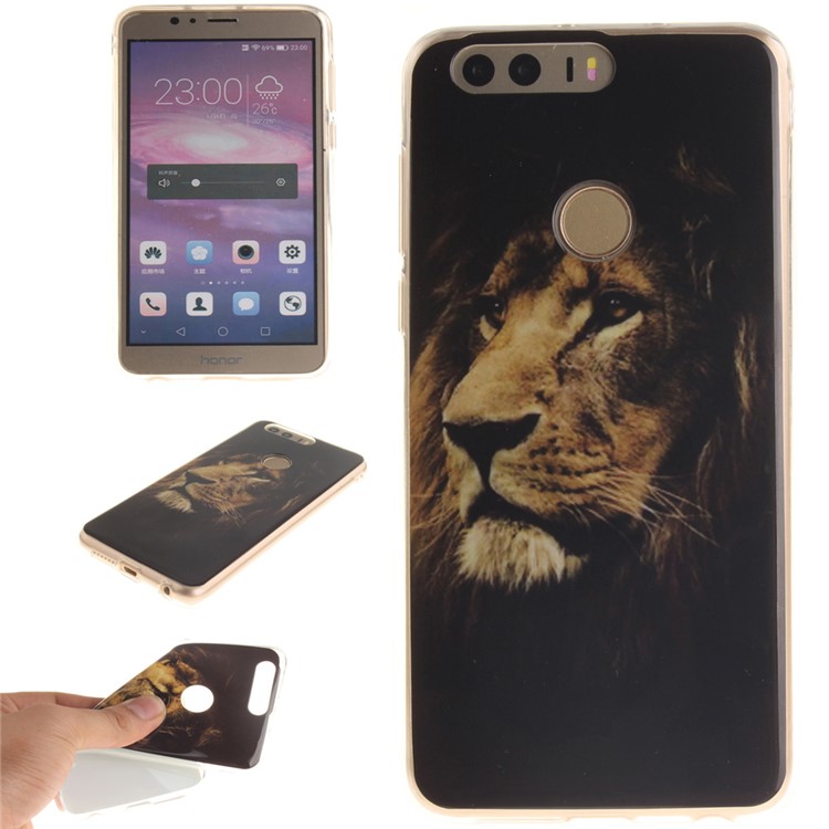 Soft IMD TPU Case Cover for Huawei Honor 8 - Lion Pattern-1