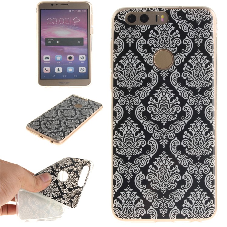 Soft IMD TPU Protective Case for Huawei Honor 8 - Damask Flowers-1
