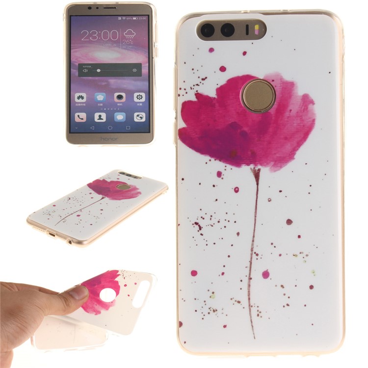 Soft IMD TPU Shell Cover Case for Huawei Honor 8 - Vivid Flowers-1