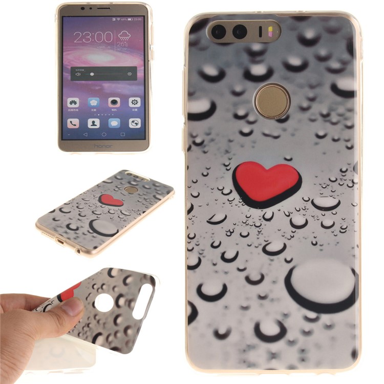 Soft IMD TPU Cover Shell for Huawei Honor 8 - Red Heart-1