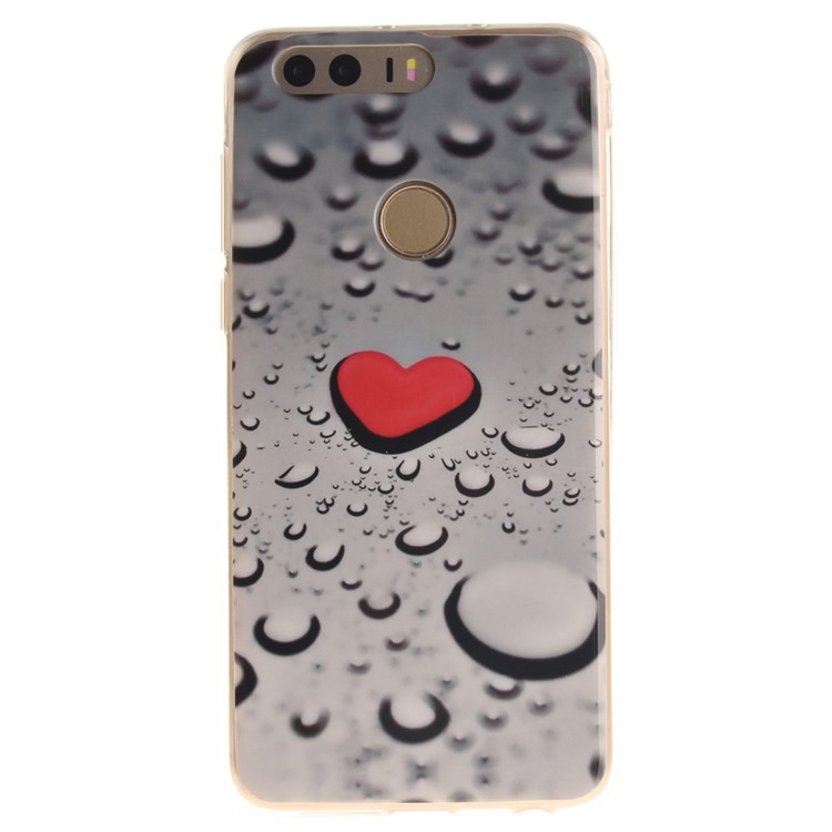 Soft IMD TPU Cover Shell for Huawei Honor 8 - Red Heart-2