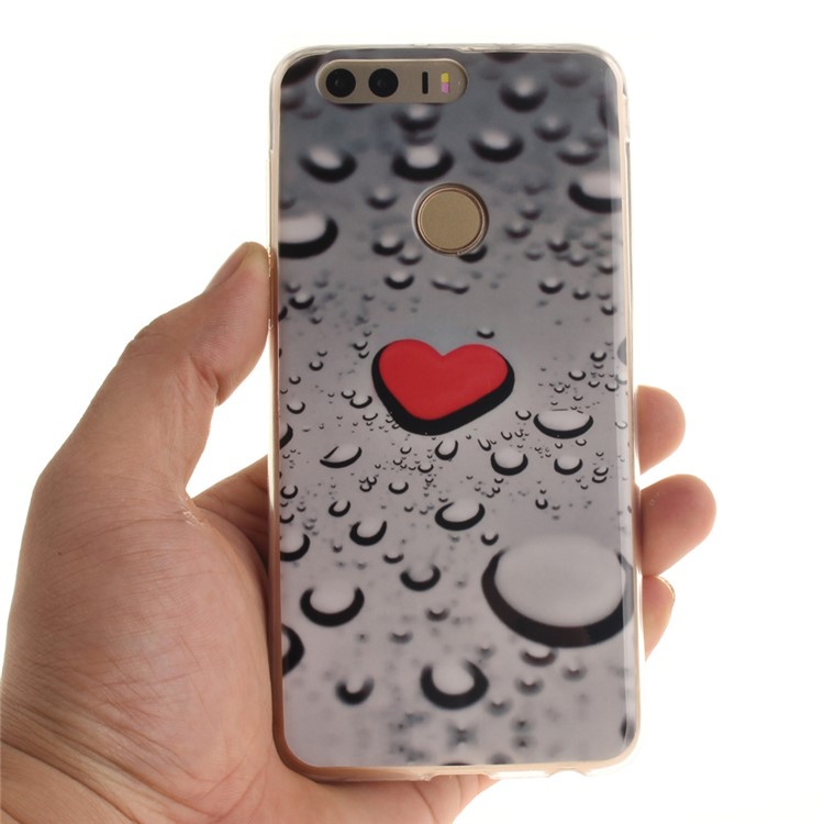 Soft IMD TPU Cover Shell for Huawei Honor 8 - Red Heart-6