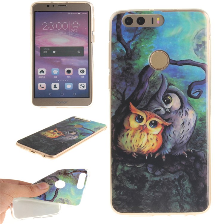 Soft IMD TPU Case for Huawei Honor 8 - Owls Pattern-1