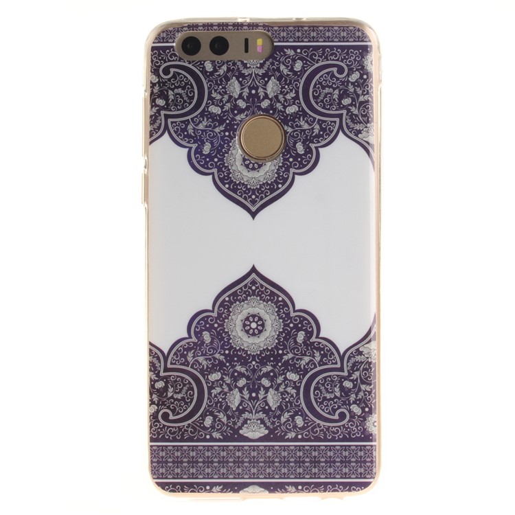 Soft IMD TPU Gel Cover for Huawei Honor 8 - Flowers Pattern-2