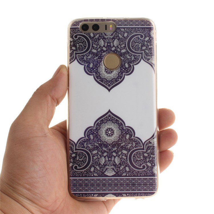 Soft IMD TPU Gel Cover for Huawei Honor 8 - Flowers Pattern-6