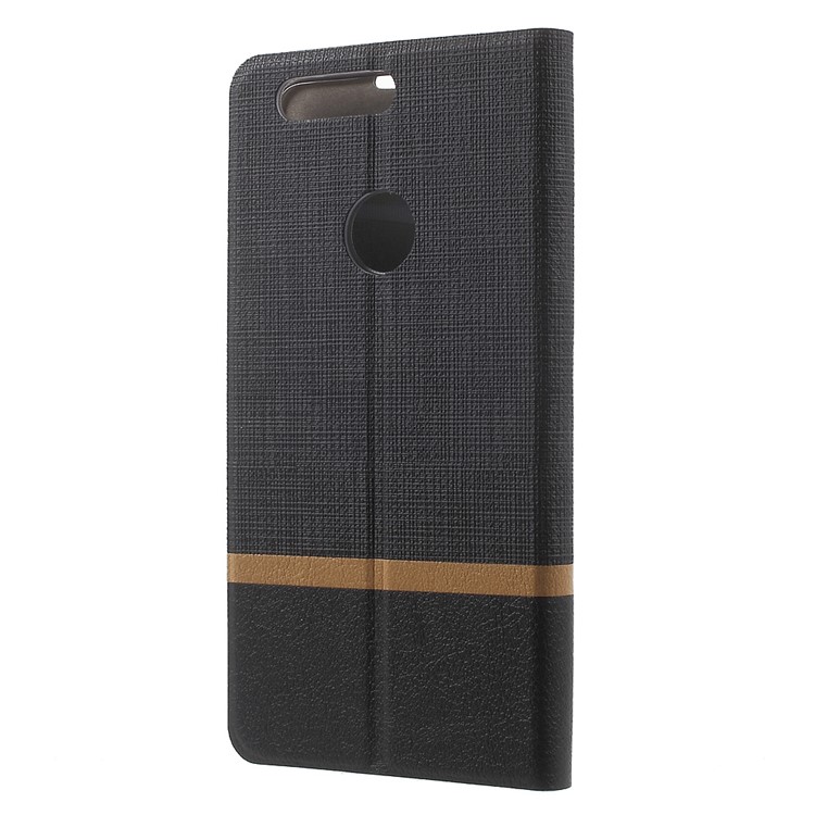 Cross Texture Leather Card Holder Case for Huawei Honor 8 with Stand - Black-2